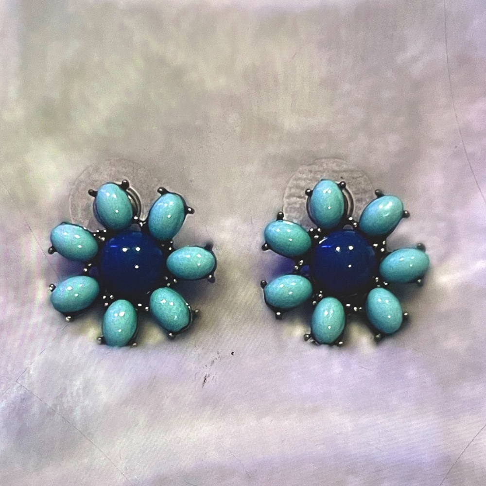 Handmade Turquoise Flower Earrings